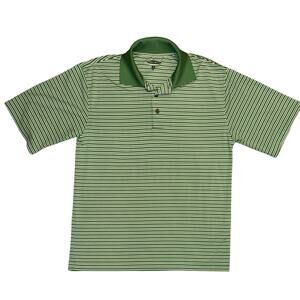 Pebble Beach Men's Performance Golf Polo Shirt Green Stripe Small Stretch SS EUC